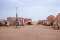 Exterior view of the original film set used in Star Wars as Mos