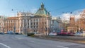 Exterior view of the Palace of Justice at the Karlsplatz timelapse in Munich, the capital of Bavaria, Germany. Royalty Free Stock Photo