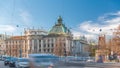 Exterior view of the Palace of Justice at the Karlsplatz timelapse in Munich, the capital of Bavaria, Germany. Royalty Free Stock Photo