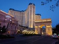 exterior view of the Paris Hotel in the city of Las Vegas, Nevada at night