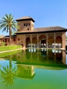 Exterior view of the Partal Palace inside the Alhambra fortress complex located in Granada, Spain