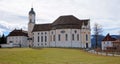 View of the Pilgrimage Church of Wies in Steingaden, Weilheim-Schongau district, Bavaria, Germany.