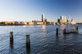 Exterior view of the promenade at the Boompjeskade Street with a Royalty Free Stock Photo