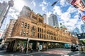 Exterior view of Queen Victoria Building or QVB shoppping arcade in Sydney NSW Australia