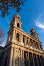 Exterior view of the Saint-Sulpice Catholic Church, Paris, France Royalty Free Stock Photo