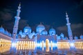 Exterior view of Sheikh Zayed Mosque in Abu Dhabi at night, UAE Royalty Free Stock Photo