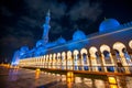 Exterior view of Sheikh Zayed Mosque in Abu Dhabi at night, UAE Royalty Free Stock Photo