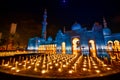 Exterior view of Sheikh Zayed Mosque in Abu Dhabi at night, UAE Royalty Free Stock Photo