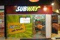 Exterior view of Subway Restaurant in shopping mall in Bangkok, Thailand. Royalty Free Stock Photo