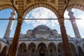 Exterior view of the Suleymaniye Mosque from the courtyard garden. Istanbul, Turkey. Royalty Free Stock Photo