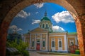 Exterior view to the Beheading of St. John the Baptist cathedral in the kremlin of Zaraysk, Moscow region, Russia