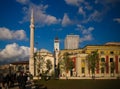 Exterior view to Ethem Bey Mosque at Skanderbeg square, Tirana, Albania Royalty Free Stock Photo