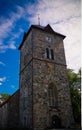 Exterior view to facade of Var Frue Kirke aka Our Lady Lutheran Church in Trondheim, Norway