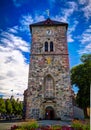 Exterior view to facade of Var Frue Kirke aka Our Lady Lutheran Church in Trondheim, Norway