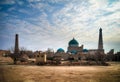 Exterior view to Mausoleum of Pahlavon Mahmoud, Juma mosque and Khoja minor minaret at Itchan Kala, Khiva, Uzbekistan Royalty Free Stock Photo