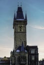 Exterior view of the Tower with Astronomical clock in Prague Royalty Free Stock Photo