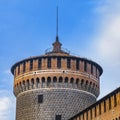 Exterior view of tower sforza castle
