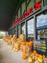 Exterior view of the Trader Joe`s selling pumpkin for Halloween Royalty Free Stock Photo