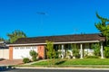 Exterior view of traditional ranch style single family detached home Royalty Free Stock Photo