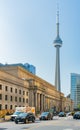 Exterior view of the Union Station with CN Tower Royalty Free Stock Photo