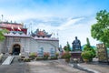 Exterior view of Viharn Sien Temple with Buddhist statues and sculptures