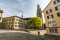 Exterior views of various houses and churches in Zurich