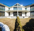 Exterior villa with garden and hedge