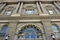 Exterior walls of historic Mechanics Hall, Worcester, MA, spring, 2020