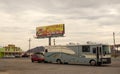 The exterior of a weird gas station at Roswell, America