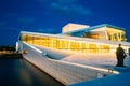 Exterior of White Building of The Oslo Opera House Is The Home Of The Norwegian National Opera And Ballet. Norway. Night Royalty Free Stock Photo