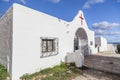 Exterior white cemetery in Santa Eularia des Riu, Ibiza, Spain.