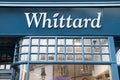 Exterior of Whittard tea and coffe seller showing sign, signage, logo and branding high street shop front