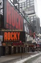 The exterior of the Winter Garden theater, featuring the play Rocky The Musical on Broadway in New York City