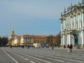 Exterior of Winter palace and Admiralty building on a sunny day, Saint-Petersburg, Russia.