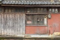 Exterior wooden wall and windows of old japanese house