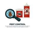 Extermination or sanitary pest control disinfection equipment vector flat design poster