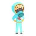 Exterminator in blue protection uniform, pest control service cartoon vector illustration