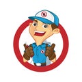 Exterminator giving thumbs up and smiling Royalty Free Stock Photo