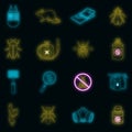 Exterminator icons set vector neon