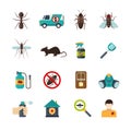 Exterminator Pest Control Flat Icons Set Royalty Free Stock Photo
