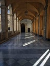 External corridor of the complex of Sant\'ivo alla Sapienza, ancient university, Rome, Lazio, Italy Royalty Free Stock Photo