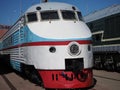 Museum of Russian Railways. Vintage and modern locomotives, military trains and steam trains. Saint-Petersburg