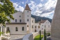 The external facade of the ancient castle of Silandro, Val Venosta, South Tyrol, Italy