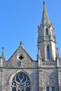 The external facade of Swanage Methodist Church with details of the spires, Swanage