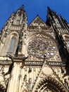 External gotic Cathedral in Prague, aug 17 2017