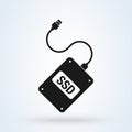 External hard disk, ssd drive with USB cable. Simple vector modern icon design illustration Royalty Free Stock Photo