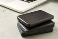 External Hard Disks and Laptop Keyboard Royalty Free Stock Photo