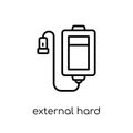External hard drive icon. Trendy modern flat linear vector External hard drive icon on white background from thin line hardware c