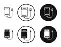 External hard drive vector icon set in black and white outlines Royalty Free Stock Photo