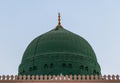 External image of the Prophet's Mosque in Medina in Saudi Arabia, The green dome of the mosque. Masjid Nabawi Royalty Free Stock Photo